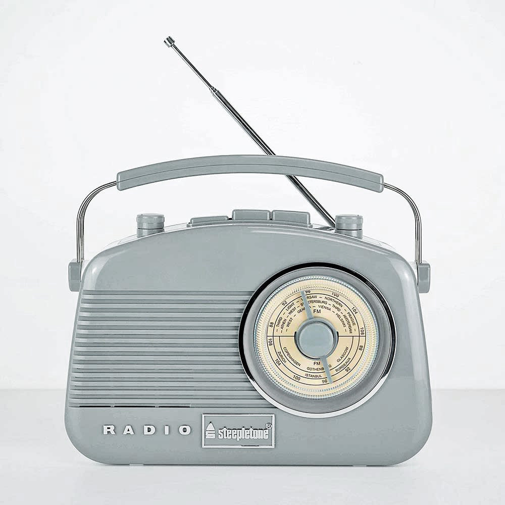 Steepletone Baby Brighton Grey 1950's Retro Classic Style Portable Radio 