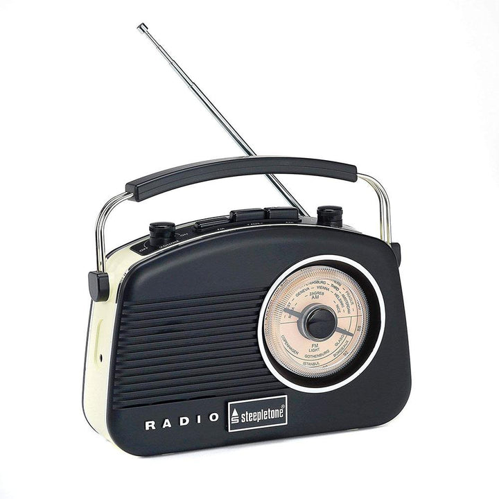Steepletone Brighton Black 1950's Retro Classic Style Portable Radio 