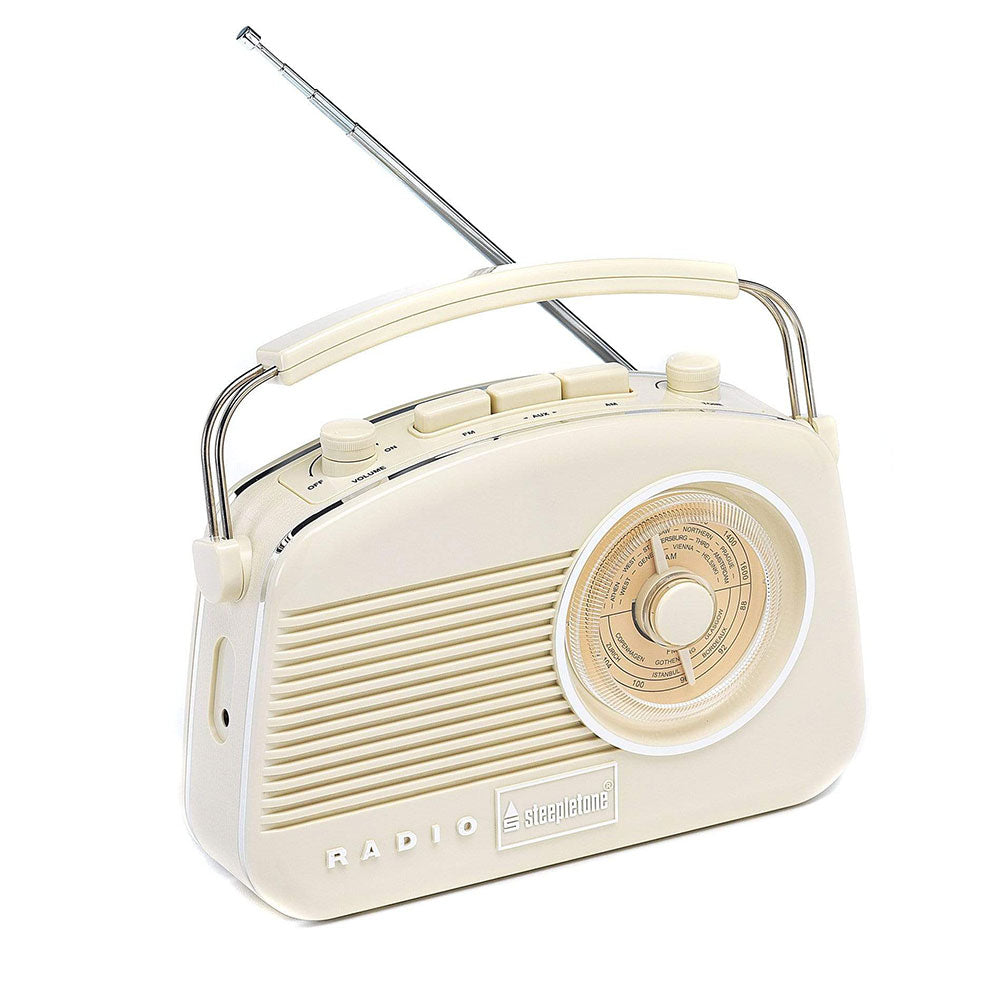 Steepletone Baby Brighton Cream 1950's Retro Classic Style Portable Radio 