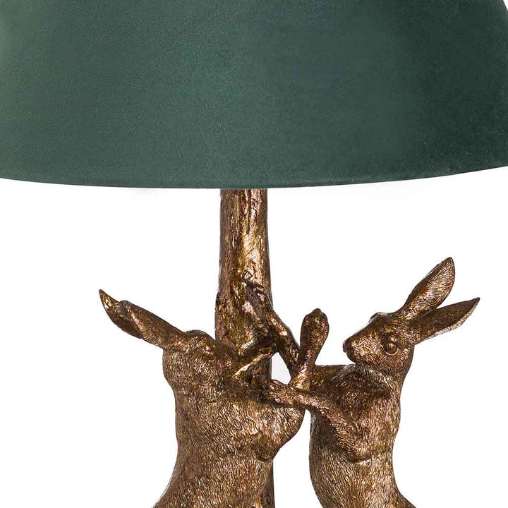 Gold Table Lamp with Green Velvet Lampshade by Hill Interiors