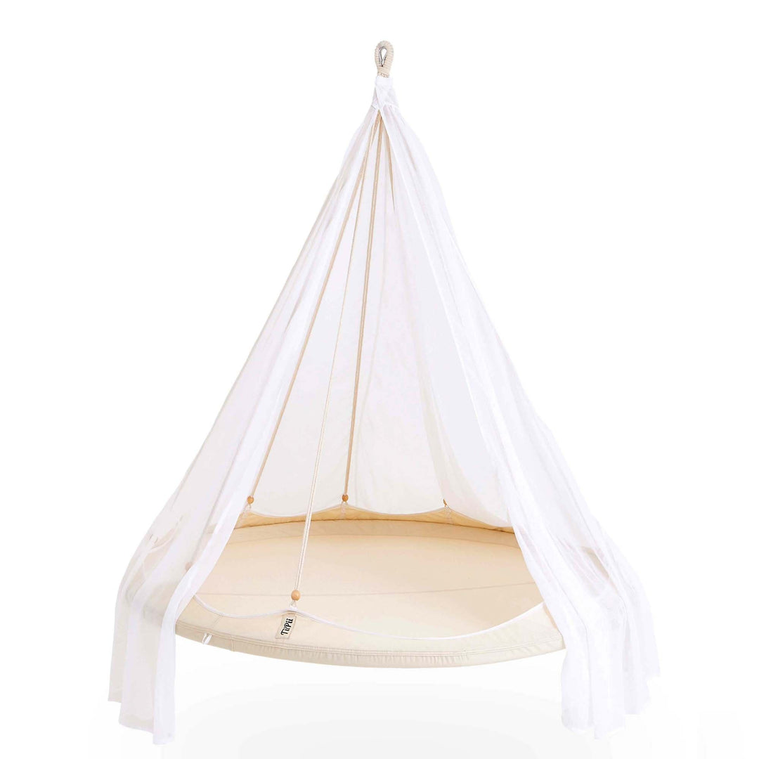 TIIPII Classic Large Hanging Teepee Hammock Floating Daybed in  White  with net