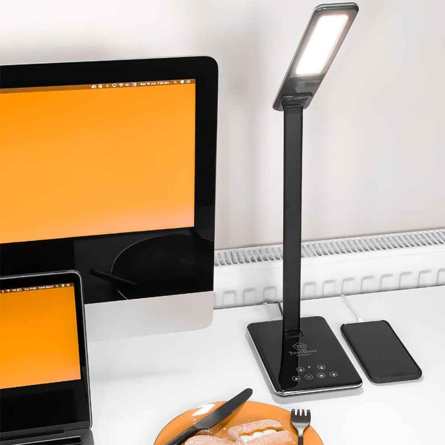 TOUCHDOWN Wireless Charging Desk and Table Lamp in Black - Gloss | Matt