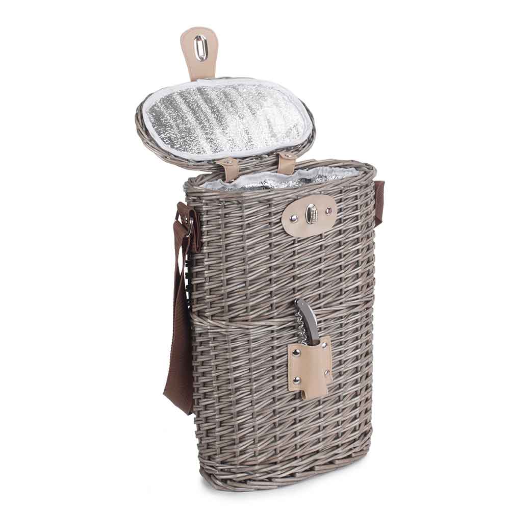 Two Bottle Cooler Wicker Carry Basket 015 by Willow