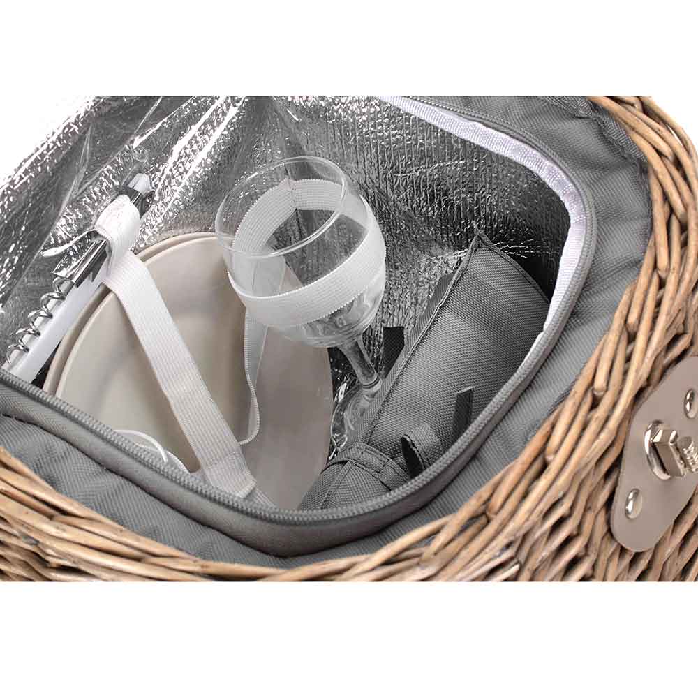 Two Person Creel Picnic Basket Hamper In Grey 110 by Willow
