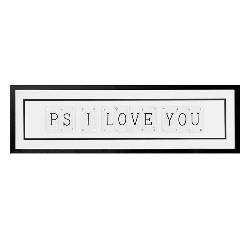 Vintage Playing Cards PS I LOVE YOU Wall Art Picture Frame