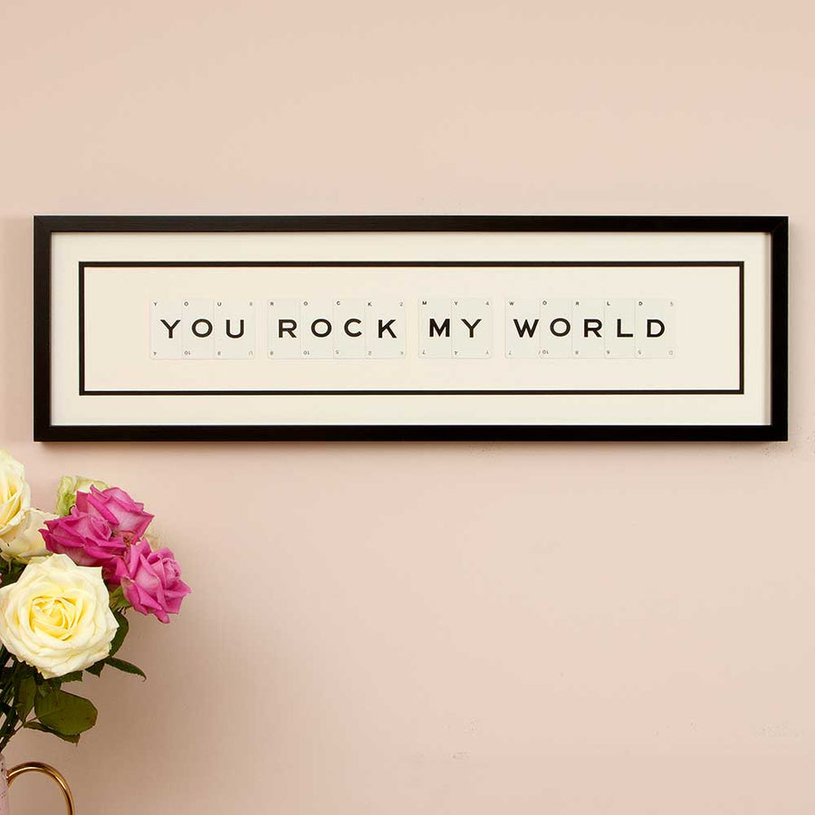 Vintage Playing Cards YOU ROCK MY WORLD Wall Art Picture Frame