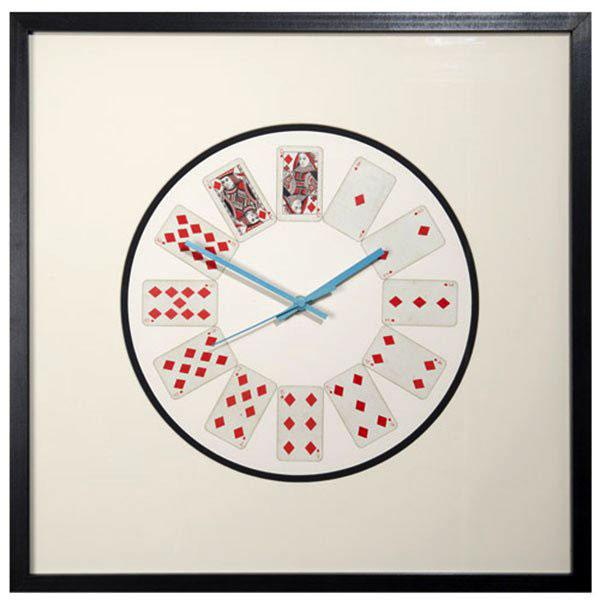Vintage Playing Cards Picture Frame Wall Clock Patience Diamonds
