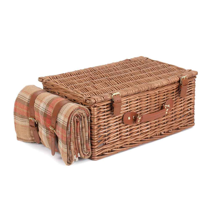 Fully Fitted Picnic Basket Hamper in Red Tartan Four Person 105 by Willow