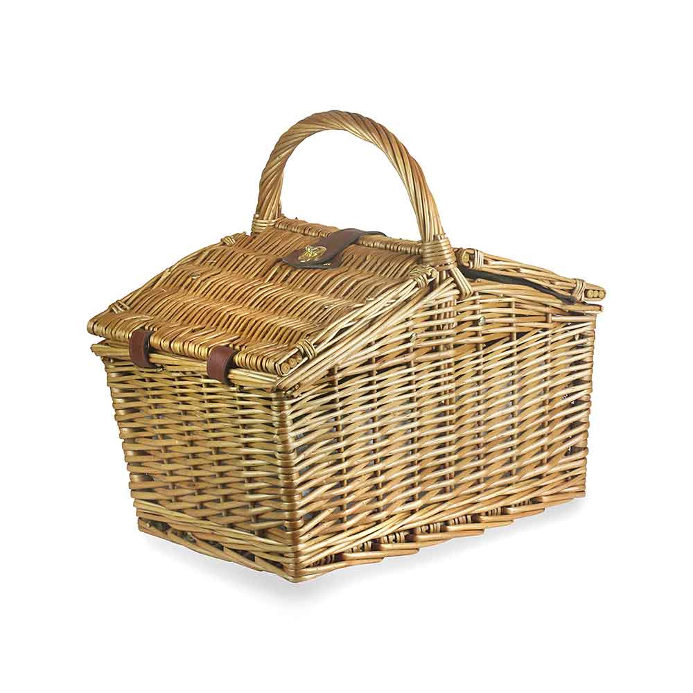 Fully Fitted Picnic Basket Hamper in Green Tweed Two Person by Willow