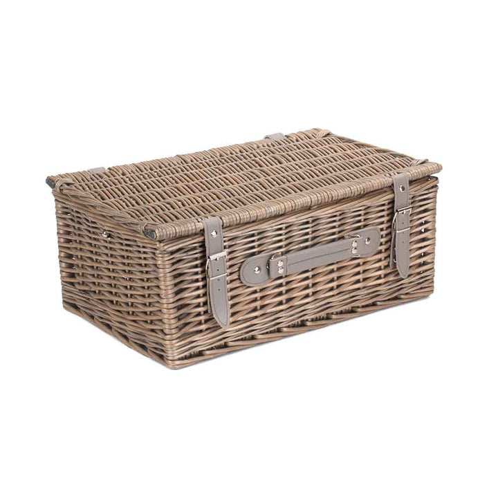 Picnic Basket Hamper Fully Fitted Four Person in Grey Tweed - 114