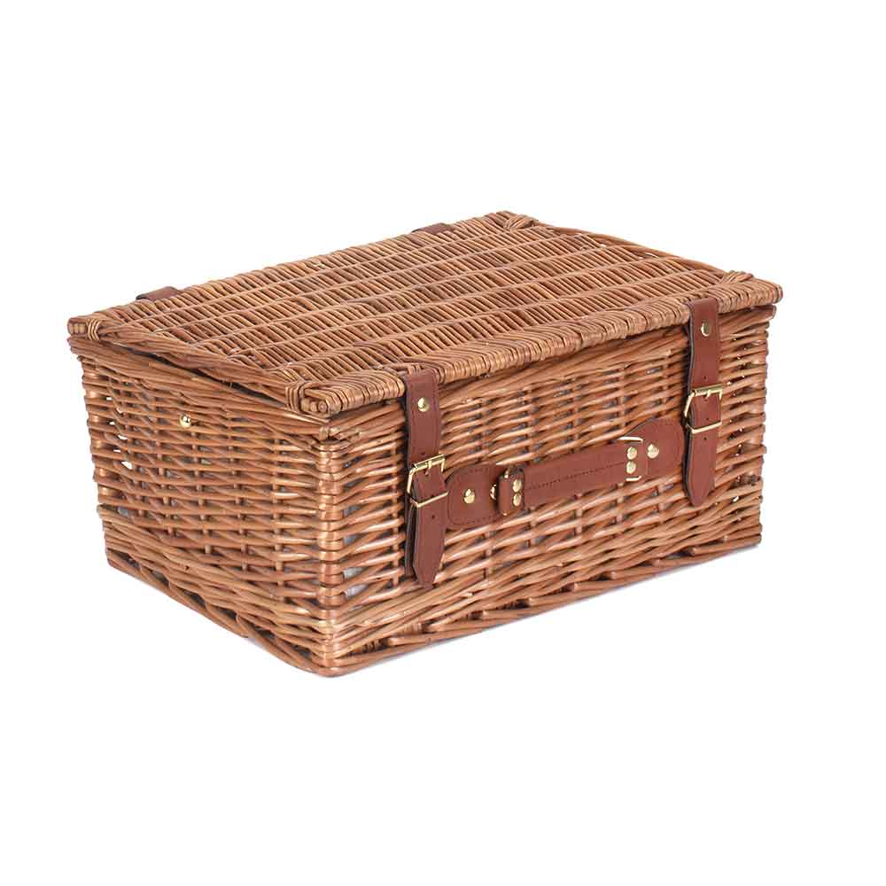 WILLOW Four Person Fully Fitted Picnic Basket Hamper in Cream Shown Closed - Melbourne 116