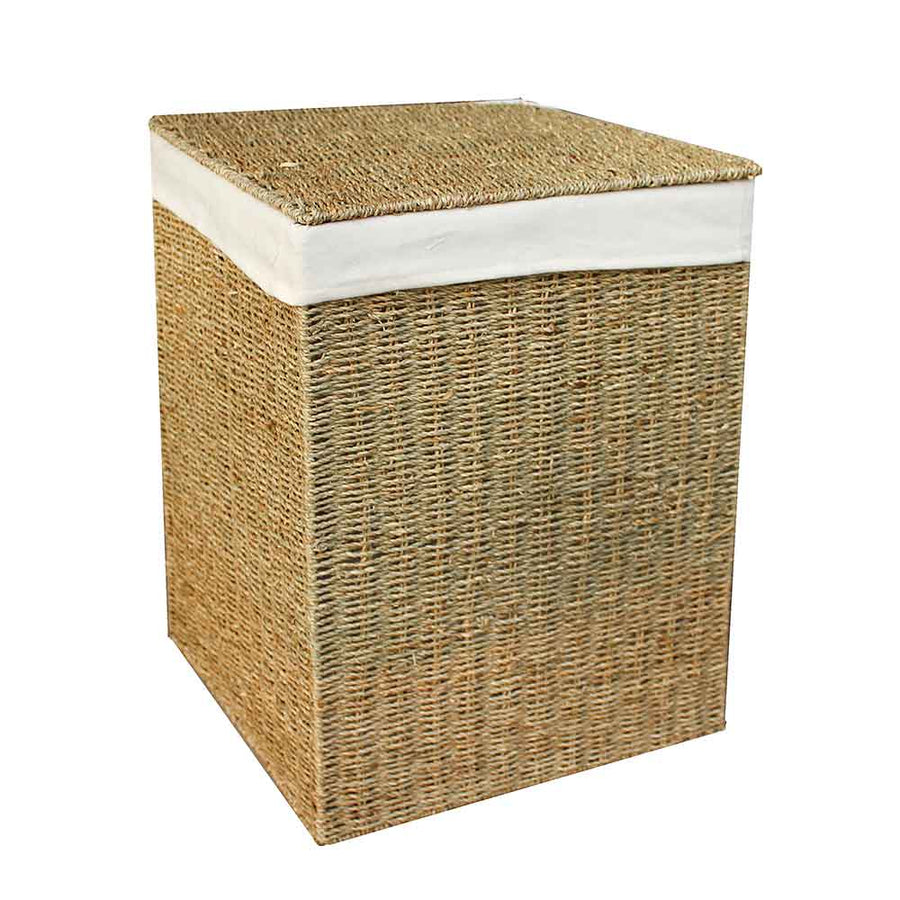 Small Square Seagrass Laundry Basket with Lining 107 by Willow