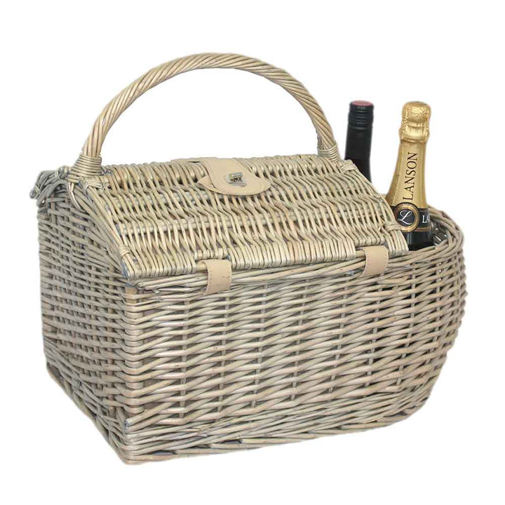 Fully Fitted Boat Picnic Basket Hamper in Beige Two Person 029 by Willow