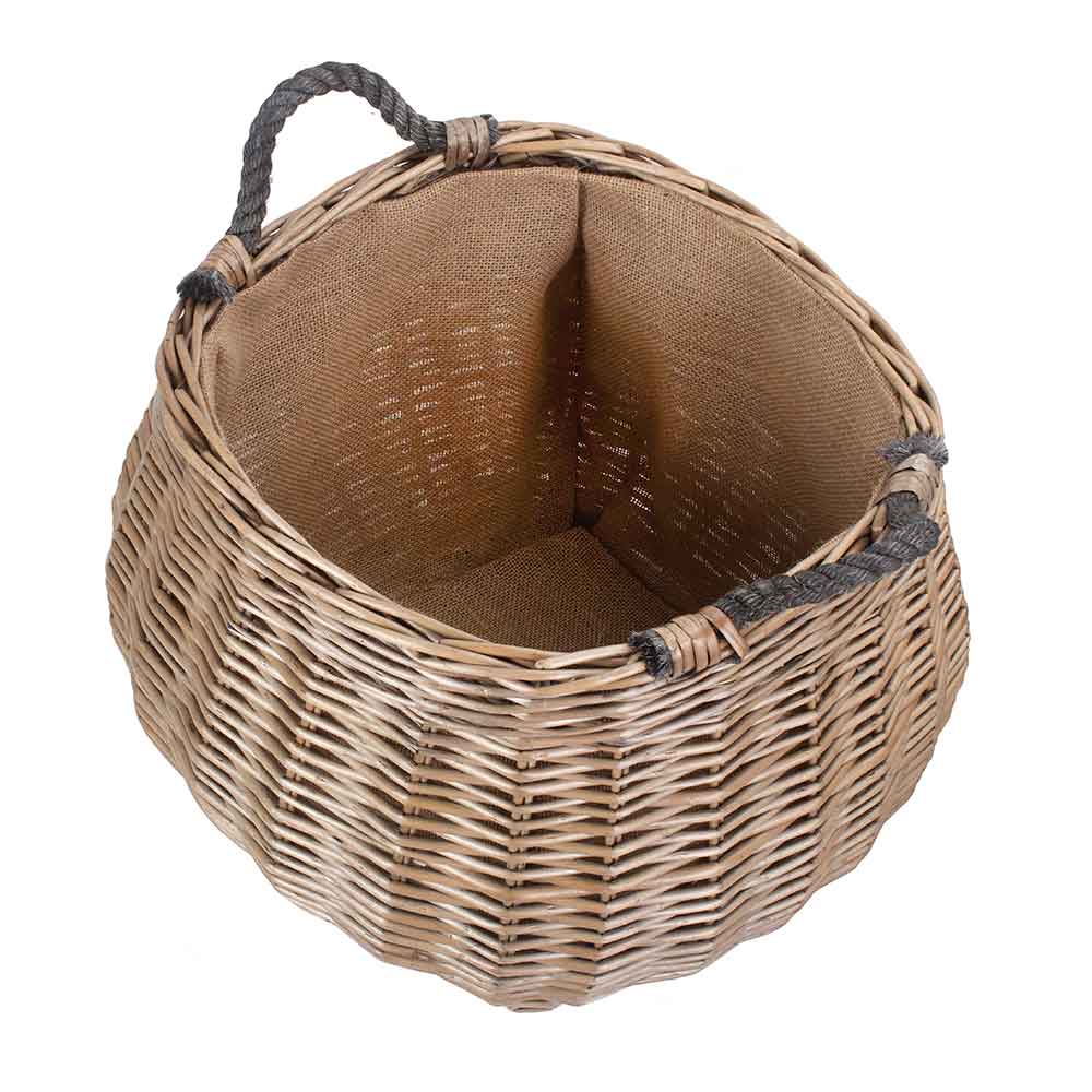Log Basket with Hessian Lining W066 by Willow