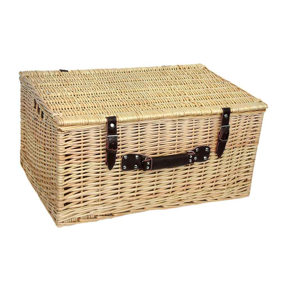 Lidded Storage Chest Hamper 24" with Leather Straps - Empty 044 by Willow
