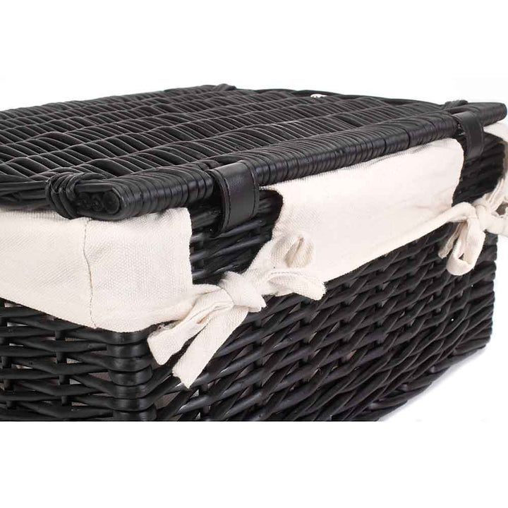 Full Black Willow Picnic Hamper 16" with White Lining - Empty 135W by Willow