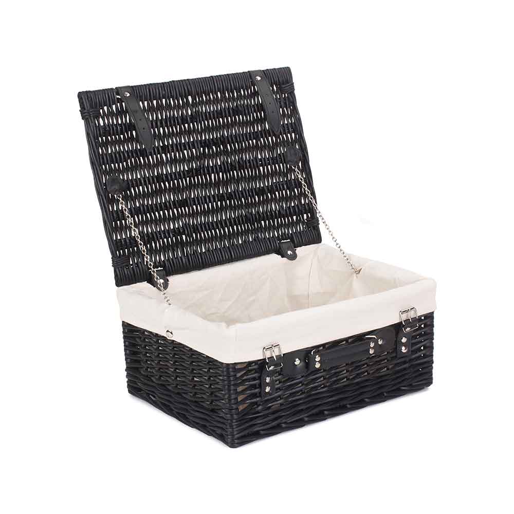 Full Black Willow Picnic Hamper 16" with White Lining - Empty 135W by Willow