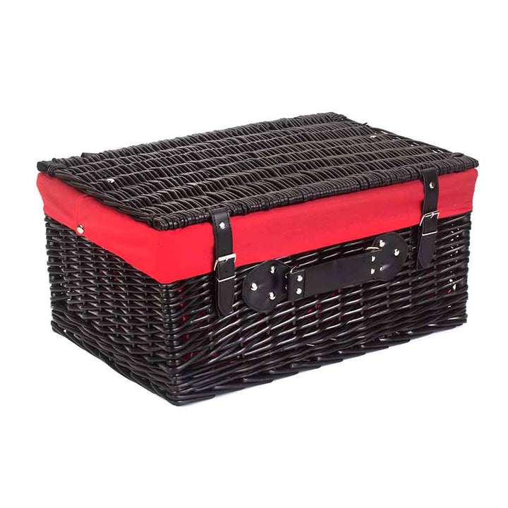Full Black Willow Picnic Hamper 20" with Red Lining - Empty by Willow