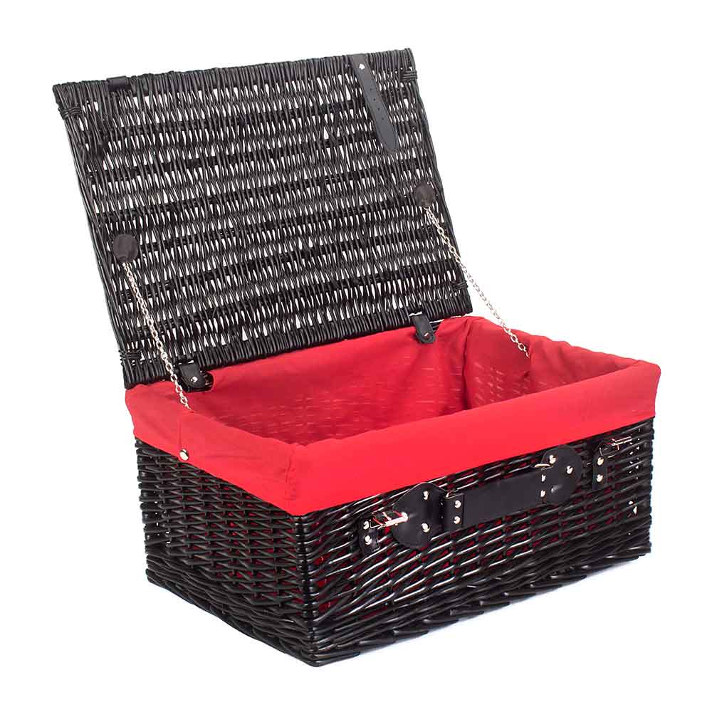 Full Black Willow Picnic Hamper 20" with Red Lining - Empty by Willow