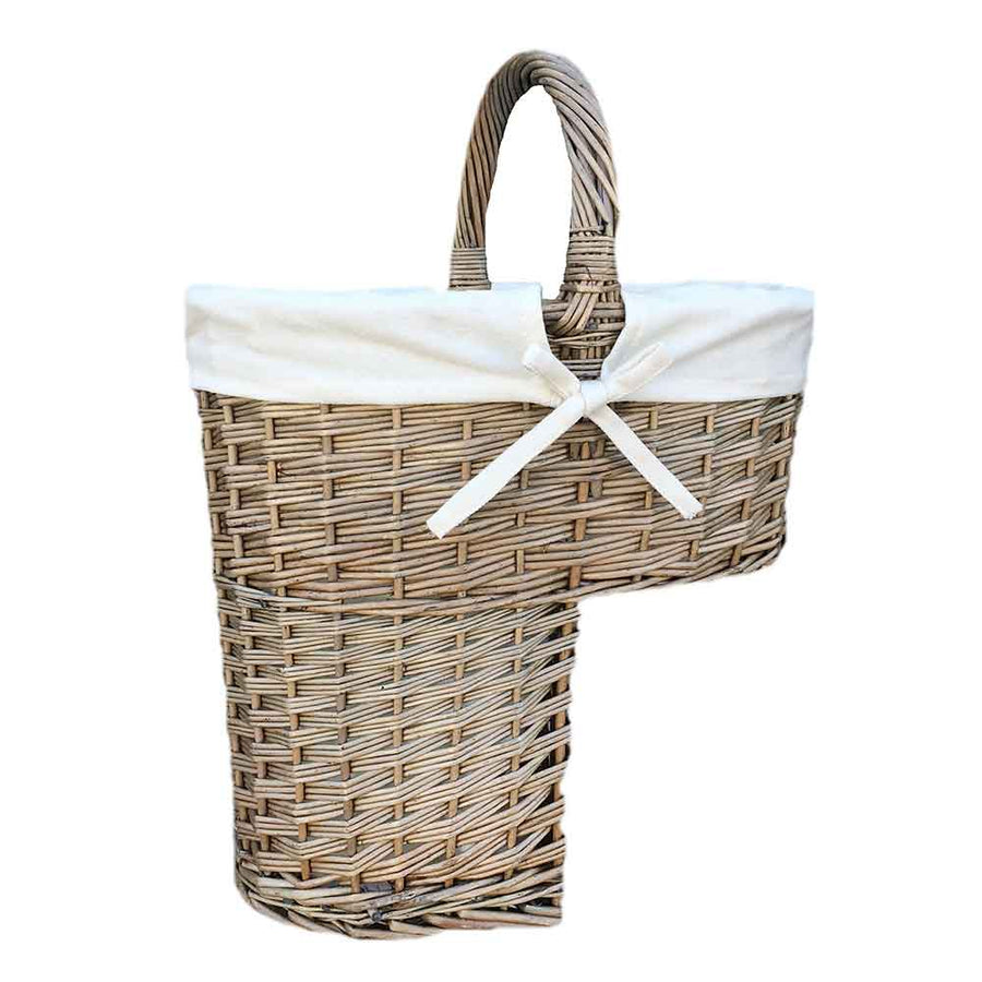 Stepped Stair Basket Carrier With White Cotton Lining 093W by Willow