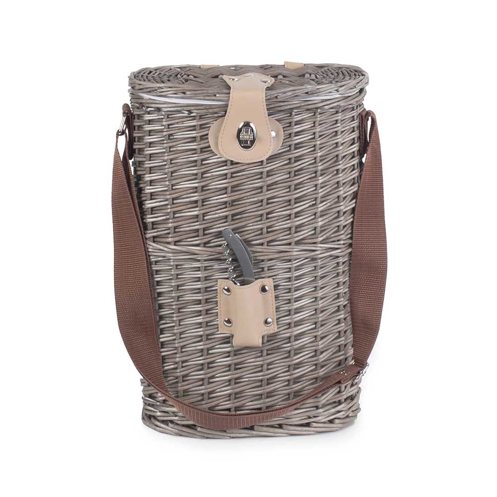 Two Bottle Cooler Wicker Carry Basket 015 by Willow