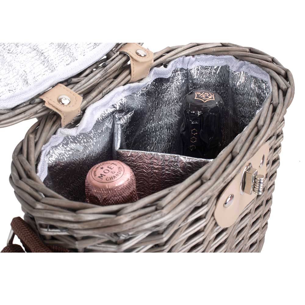 Two Bottle Cooler Wicker Carry Basket 015 by Willow