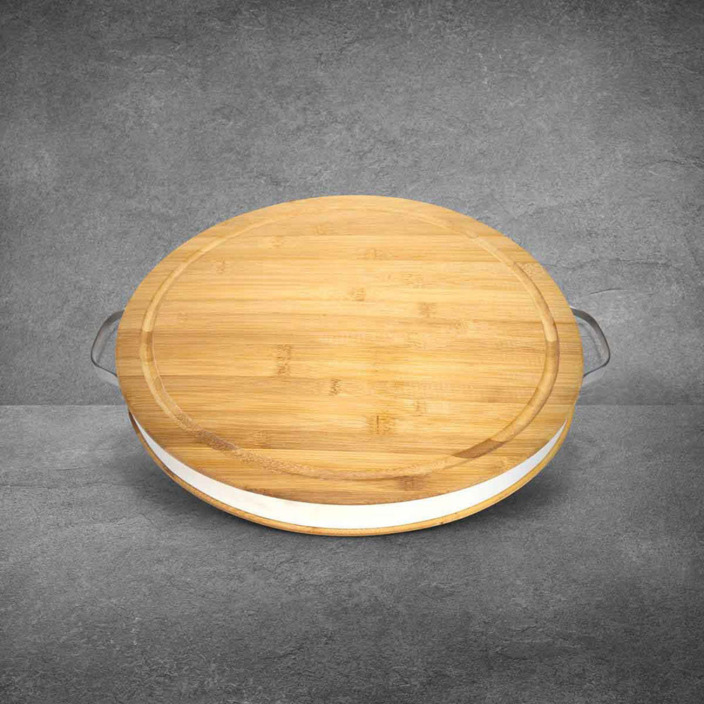 Wooden Chopping Board 16" Round Bamboo by Flint and Flame