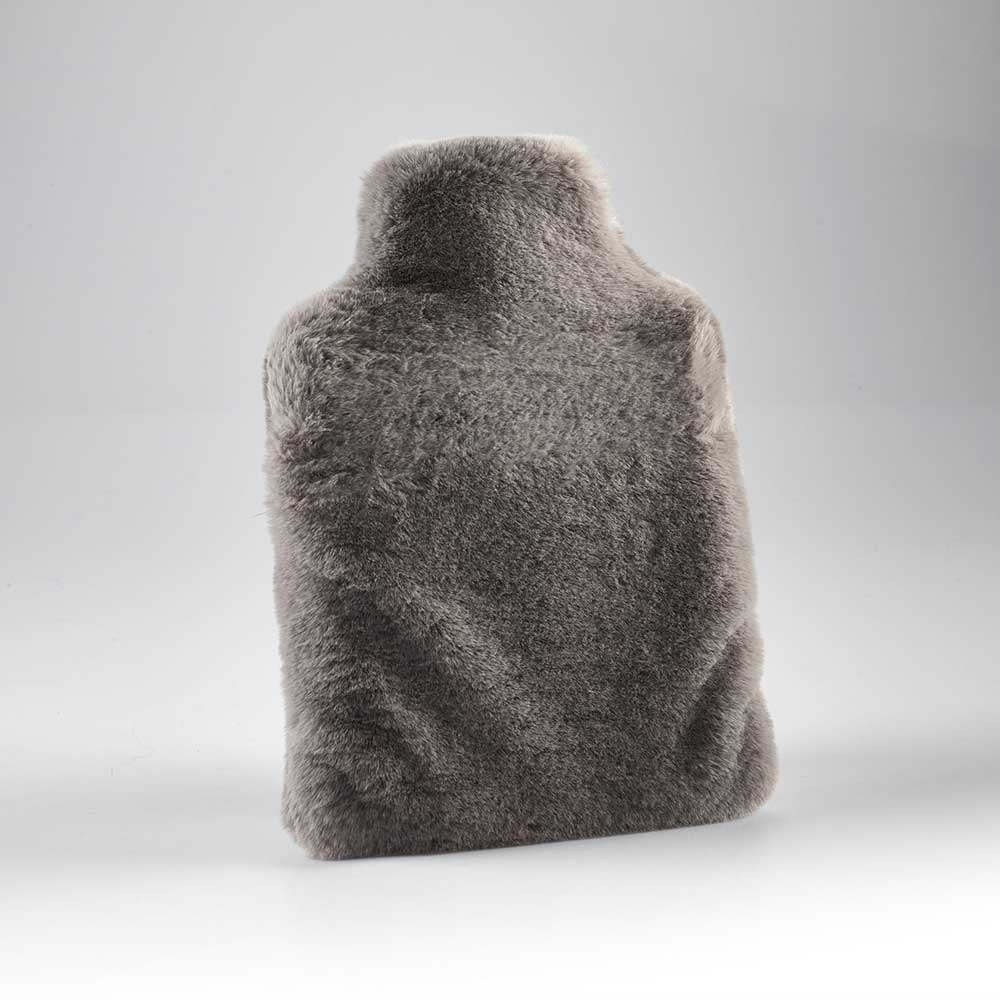 Faux Fur Hot Water Bottle Soft Grey by Katrina Hampton